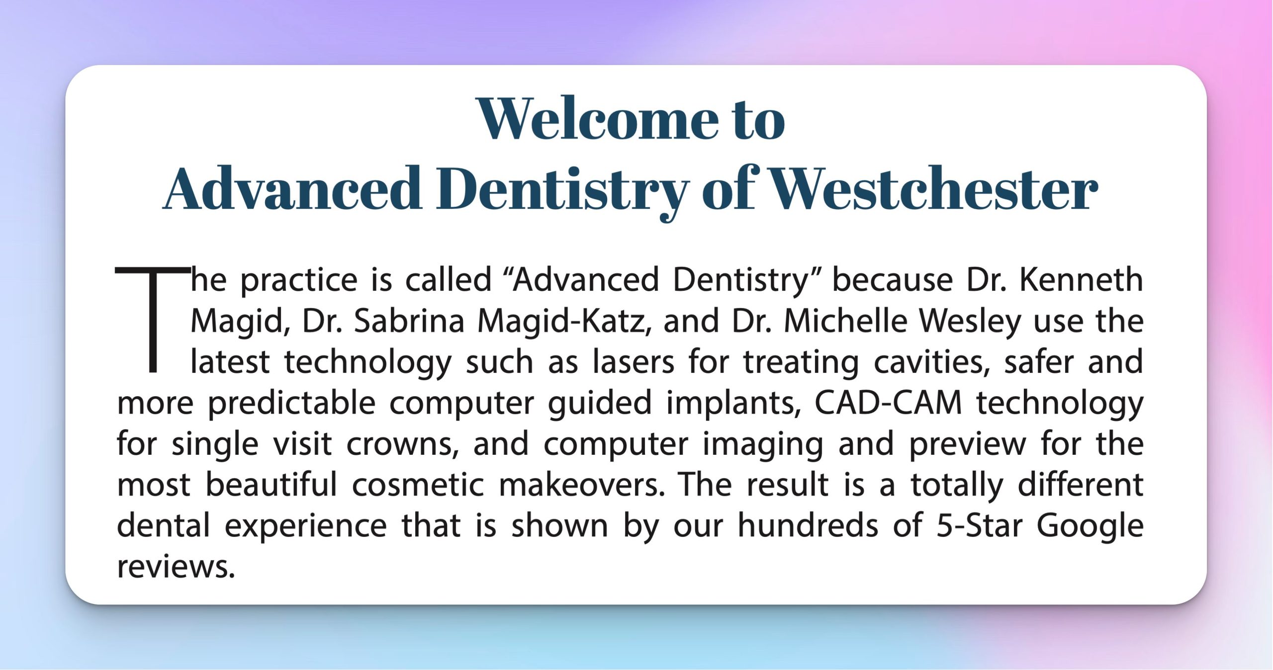 Advanced Dentistry of Westchester Harrison NY